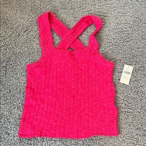 Pilcro Bright Pink Ribbed Tank Top